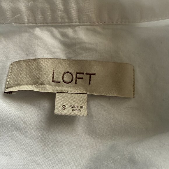 LOFT white long sleeve collared button down shirt women's size small - Picture 6 of 8